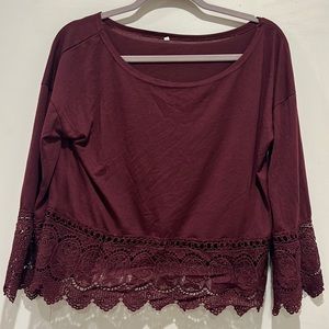 Maroon lace detail top